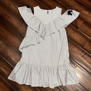 Habitual Striped White and Black Kids Dress